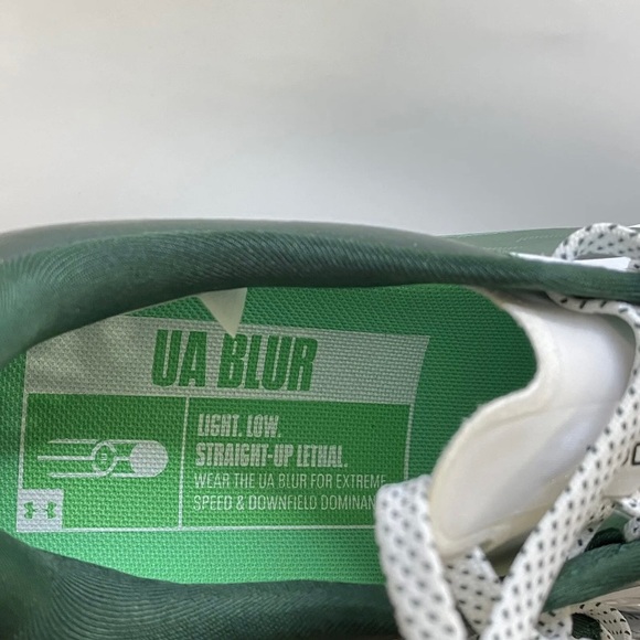 Under Armour Soccer Cleats Blur LUX MC Green White 3023190-301 Men’s Size 8 New - Picture 5 of 8